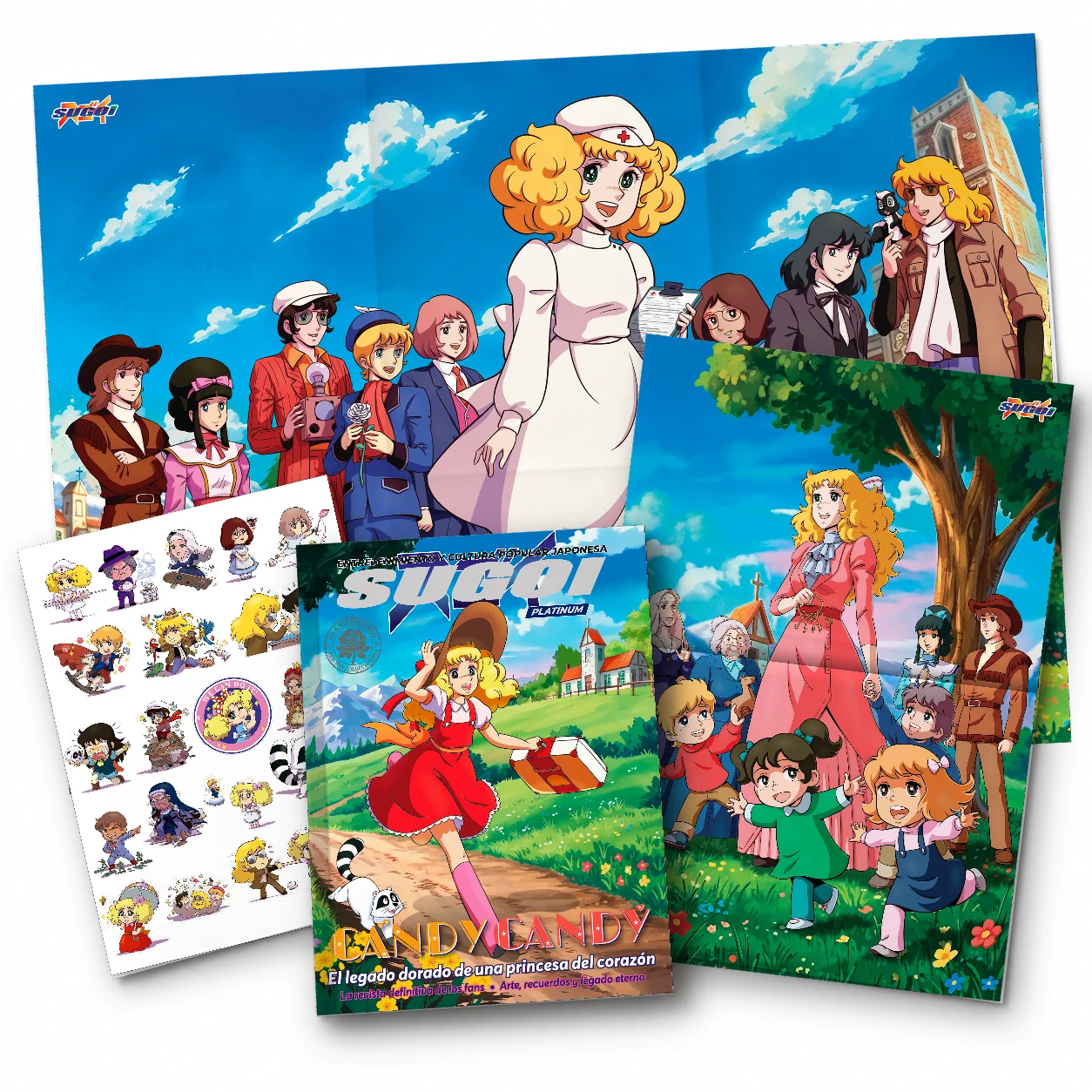 Edicion Legado: libro con portada La Nostalgia, afiche A2, afiche A3 y plancha de stickers